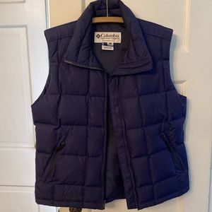 Columbia womens blue puffer feather & down vest size Large.